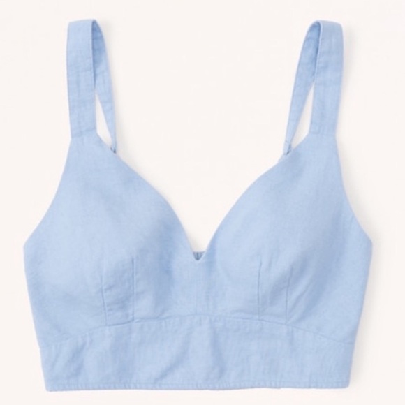 Abercrombie & Fitch Blue Linen Cropped Top (Large) - Picture 4 of 4